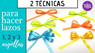 🎀Cómo hacer LAZOS con cinta de TELA fácil Moño con las MANOS fácil 12 y 3 argollas Listón [upl. by Takeshi]