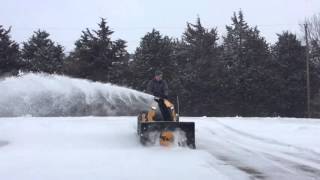 Cub Cadet XT1 GT50 with 3X snowblower attachment [upl. by Ridglee]