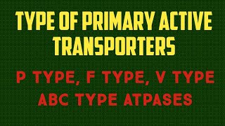 Type of ATPase  Type of ATP transporters ABC Type PType FType VType Transporters [upl. by Heaps]