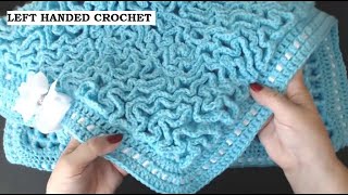 Left handed Crochet The AMAZING WRIGGLE Crochet Stitch Shorter re vamp of wriggle blanket or rug [upl. by Alicul]