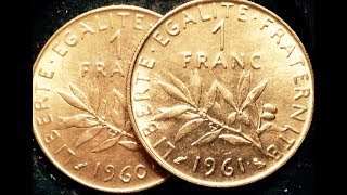 1960 and 1961 One Franc Coins Of France [upl. by Buehrer]