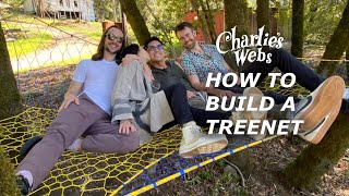 Building a simple treenet treenet spacenet web treehouse hammock paracord rope net weave [upl. by Nicram821]