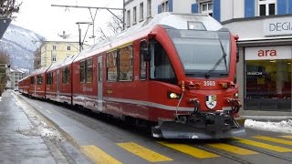 Swiss Trains Street Running in Chur [upl. by Anneliese]