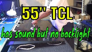 TCL 55s405 tv STUCK SCREEN removal for Led Backlight replacement [upl. by Suhpoelc]