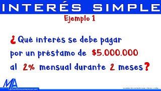 Interés simple  Ejemplo 1 [upl. by Aissak348]