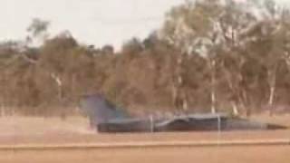 General Dynamics F111 Aardvark Jet Crash Gear Up Landing [upl. by Gorski]