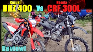 Honda CRF300L and Suzuki DRZ400 review and comparison Which motorcycle is the better dual sport [upl. by Atekram]