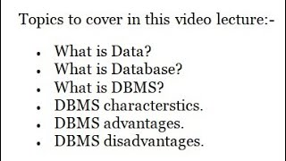 What is DBMS data database characteristics advantages disadvantages  Jayesh Umre [upl. by Hannazus]