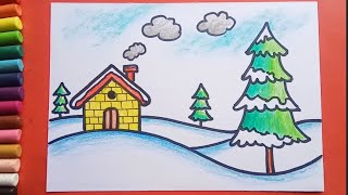 Easy and simple Winter Season Drawing [upl. by Hunger]