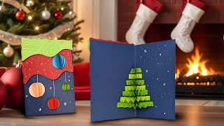 🎄 DIY 3D Christmas Card – PopUp Tree Inside Handmade Holiday Craft 🎁 [upl. by Assenov]