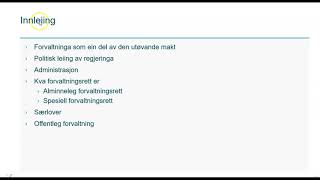 Innføring i forvaltningsrett for helse og sosialarbeidere  video 2 [upl. by Scharf]
