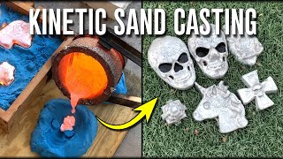 Can You Cast Molten Metal In KINETIC Sand Play Sand Testing [upl. by Yrolg]