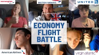 New York to London ECONOMY FLIGHT BATTLE  Comparing FIVE different airlines [upl. by Aciras]