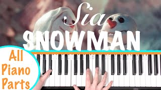 How to play SNOWMAN  Sia Piano Tutorial Chords Accompaniment [upl. by Sheline]