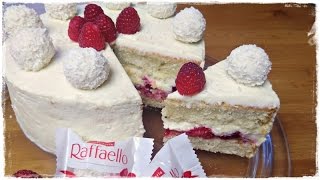 leckere RAFFAELLOHIMBEERTORTE  Himbeer Kokos Torte  Ohne Gelatine [upl. by Amathist924]