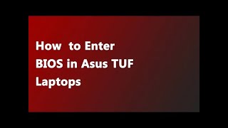 Steps to Enter BIOS in Asus TUF Laptop  Asus Bios Key Windows 10 [upl. by Suehtomit404]