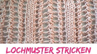 Einfaches Lochmuster stricken  Strickmuster 62 [upl. by Edge]