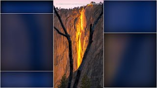 Yosemites annual firefall makes brief return setting Horsetail Fall ablaze [upl. by Ennoira]