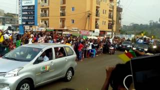 CameroonInfoNet Tour de ville des Lions Indomptables a Yaounde [upl. by Tandie920]