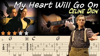 💗My Heart Will Go OnLyrics  Céline DionTitanic Theme Song💗Fingerstyle Guitar Tutorial  TABS [upl. by Adnohral438]