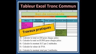 Exercices excel Tronc commun  Formules  Adressage relatif et absolu et Fonctions [upl. by Trauts]