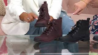 Earth Leather LaceUp Ankle Boots Janel on QVC [upl. by Tare]