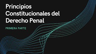 Principios constitucionales del Derecho Penal 1° parte [upl. by Hplodnar322]