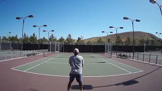 Kick Serve into the Body then pound the backhand into submission  Age 47  USTA 50 Tennis [upl. by Eivla909]