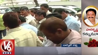 AP CM Chandrababu Naidu Reaches Narketpally Kamineni Hospital  Nalgonda  V6 News [upl. by Urina816]