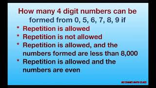 How many 4 digit numbers be formed 0 5 6 7 8 8 9 with repetition less than 8000 even numbers [upl. by Ahsatal955]