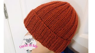 BASIC KNIT HAT FOR THE WHOLE FAMILY ONE SIZE EASY KNIT RIBBED CAPHAT FOR MEN WOMEN AND CHILDREN [upl. by Weber548]