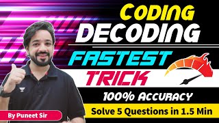 Coding Decoding Fastest Trick Solve 5 questions in 15 mins [upl. by Liakim]