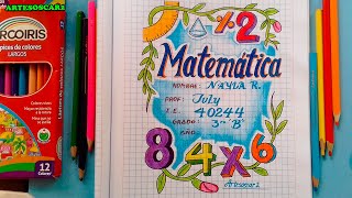 COMO DIBUJAR PORTADA BONITA de MATEMÁTICA paso a paso [upl. by Ayom]