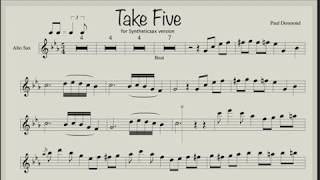 Paul Desmond  Take Five sheet music amp Backing track for saxophone alto [upl. by Eisserc561]