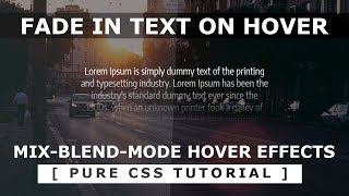 Fade In Text Hover Effect  CSS mixblendmode  Html5 CSS3 Hover Effects [upl. by Ano]