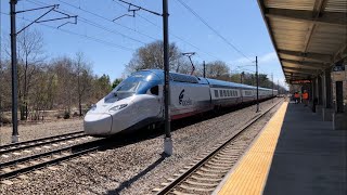 Amtrak amp MBTA Train Action at Wickford Junction RI with Avelia Liberty 165MPH Test Train 41421 [upl. by Ahsinyar]