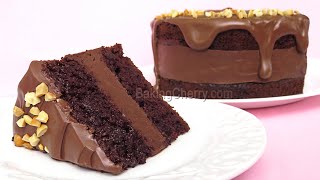 Fluffy and Moist NUTELLA CAKE Recipe  Homemade Chocolate Cake  Baking Cherry [upl. by Latsyrc]