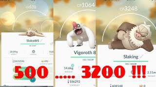 Pokemon Go  Evolve Slakoth 500 CP  Vigoroth  Slaking [upl. by Joya]