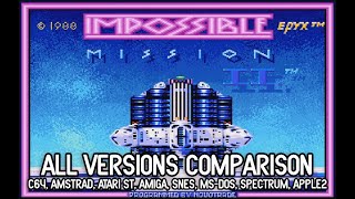 Impossible Mission 2 comparison  C64 Amstrad Spectrum Atari ST Amiga SNES Apple II MSDOS [upl. by Annawot]