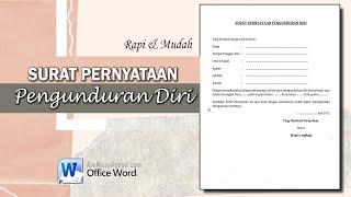 Surat Pernyataan Pengunduran Diri  SURAT PERNYATAAN [upl. by Malkin]