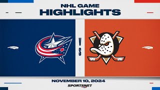 NHL Highlights  Blue Jackets vs Ducks  November 10 2024 [upl. by Ehttam]