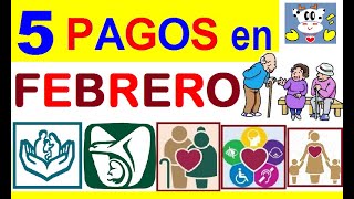 5 PAGOS EN FEBRERO PENSIONADOS IMSS E ISSSTE  PENSION Y AYUDA BIENESTAR ADULTOS M PERS C DISC Y MA [upl. by Ranice]