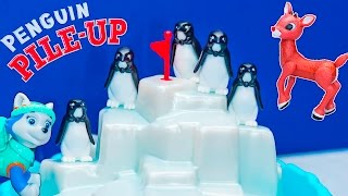 Playing Penguin Pile Up Game with Paw Patrol Everest against Rudolph Toys [upl. by Clover133]