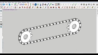 Chain and Sprocket Design Assembly and Motion Animation in SketchUp MsPhysics [upl. by Axe]