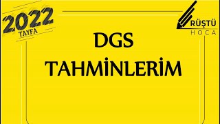 DGS TAHMİNLERİM  RÜŞTÜ HOCA [upl. by Daye]