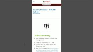 Country Director  South Sudan  Career in ngo  jobspoint [upl. by Trebor961]