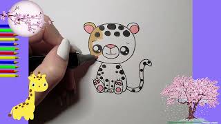 Comment dessiner et colorier des dessins Kawaii Très facile guépard [upl. by Benenson98]