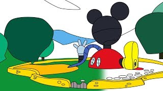 Mickey Mouse ClubHouse Drawing and Coloringhow to draw Mickey Mouse Club House step by step Colour [upl. by Ettenahc]