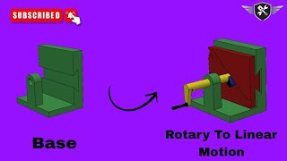 Rotary to Linear Motion mechanism in SolidworksBaseAutoCAD3D modelakd tutorial cad [upl. by Ayor]