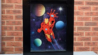 Space Painting with Iron Man on GLASS Spray Paint Art [upl. by Hekking]